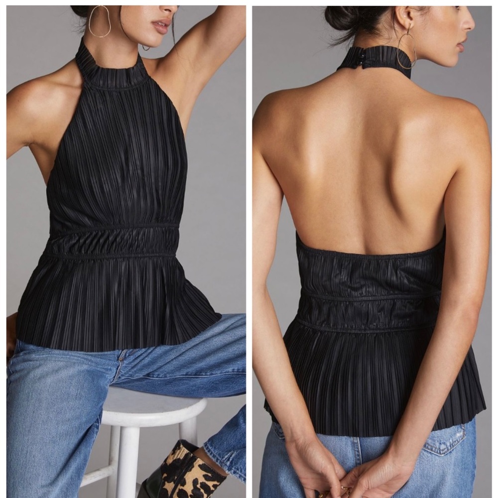 Anthropologie Pleated Halter Tank Top